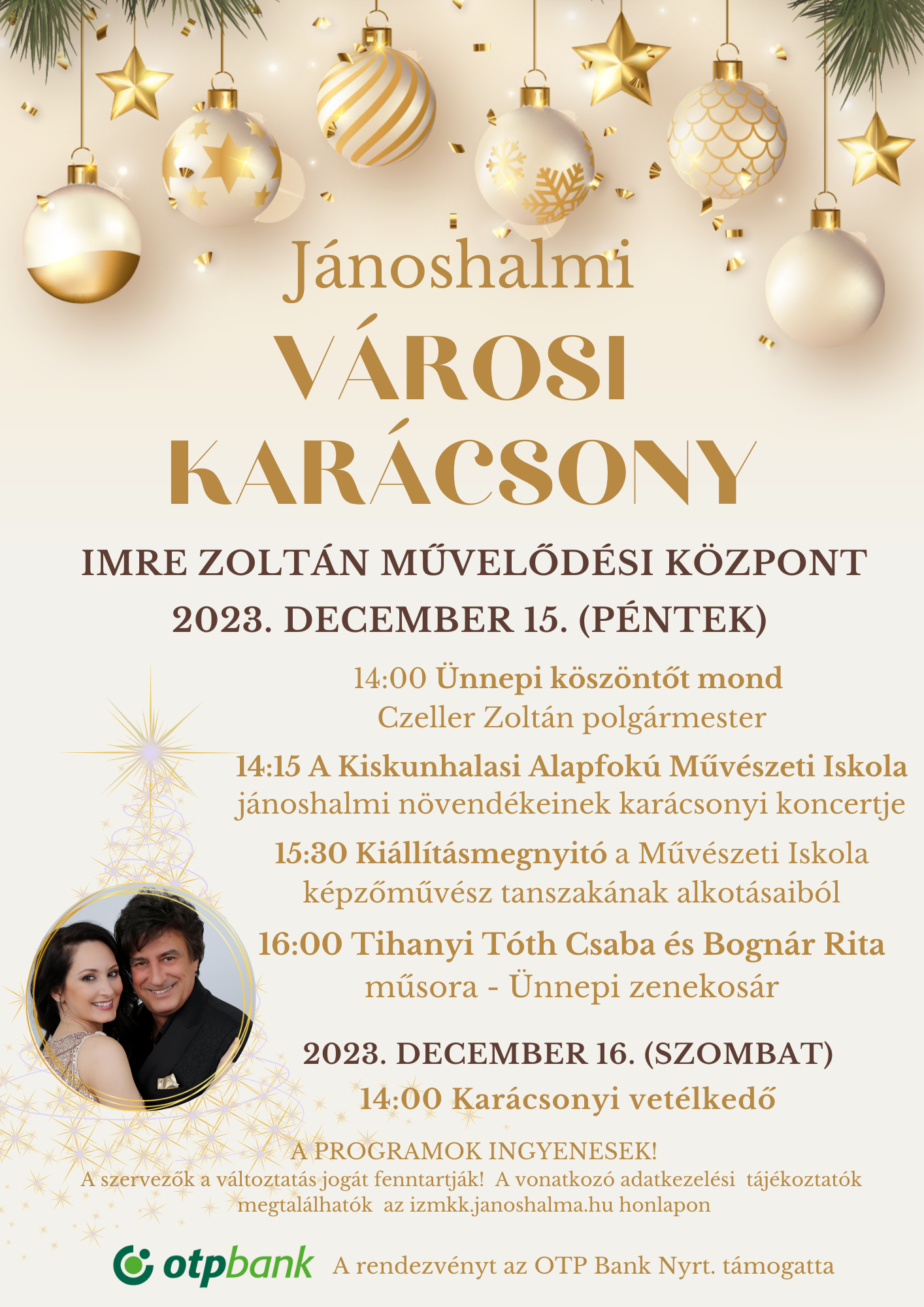 Jánoshalma Városi Karácsony 2023. december 15. Péntek